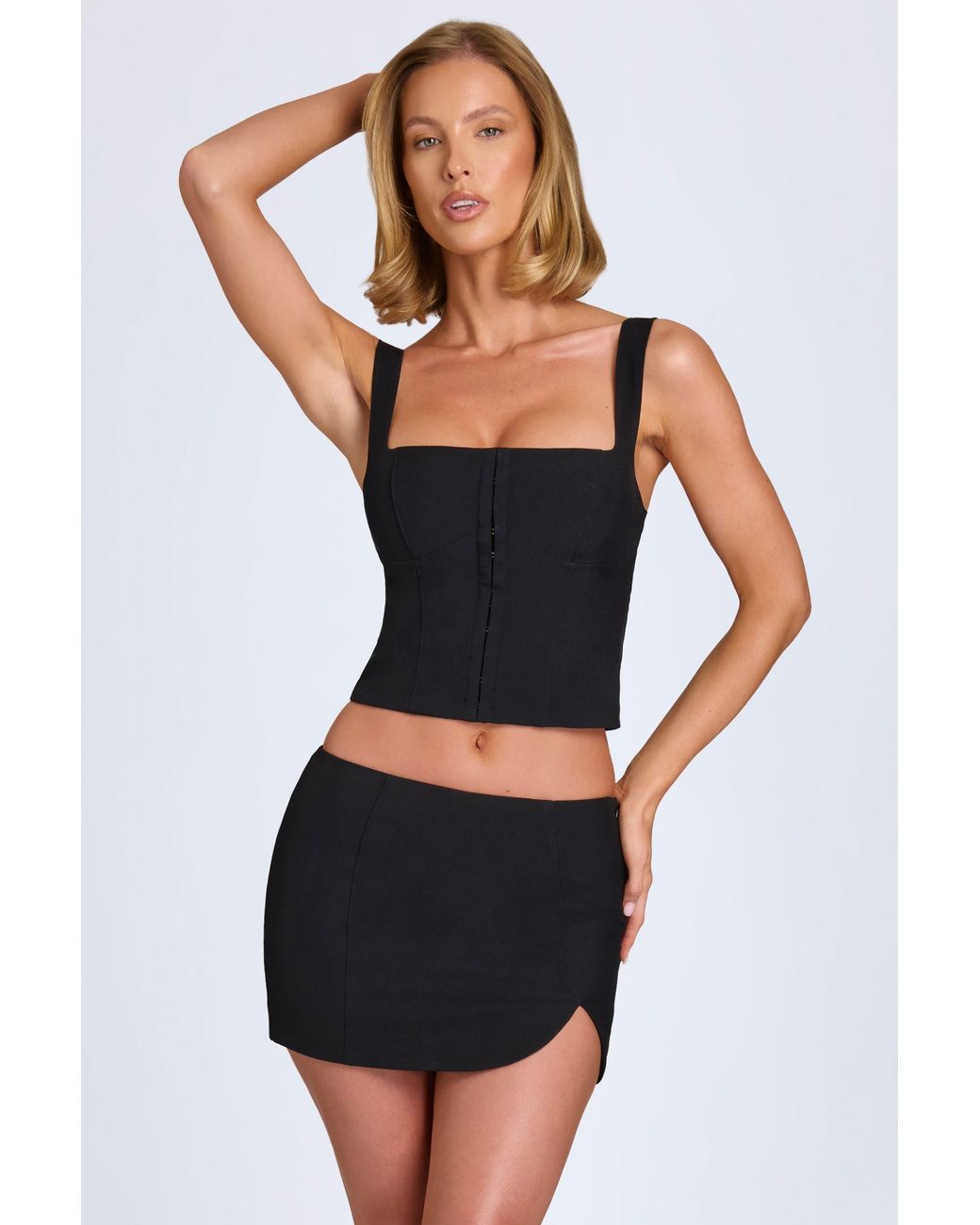 Oh Polly Black Hook-And-Eye Corset Top