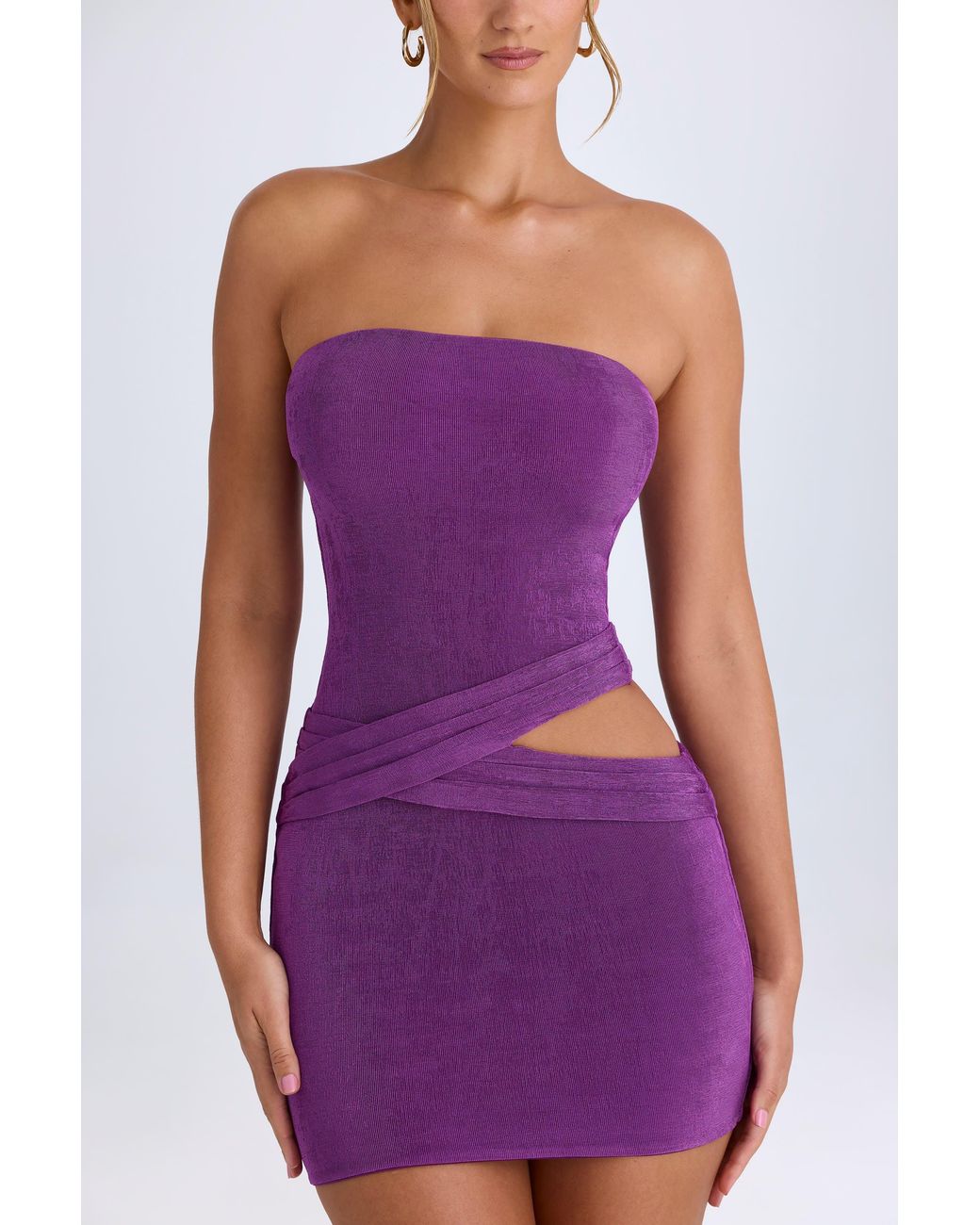 Oh Polly Purple Cut-Out Bandeau Mini Dress