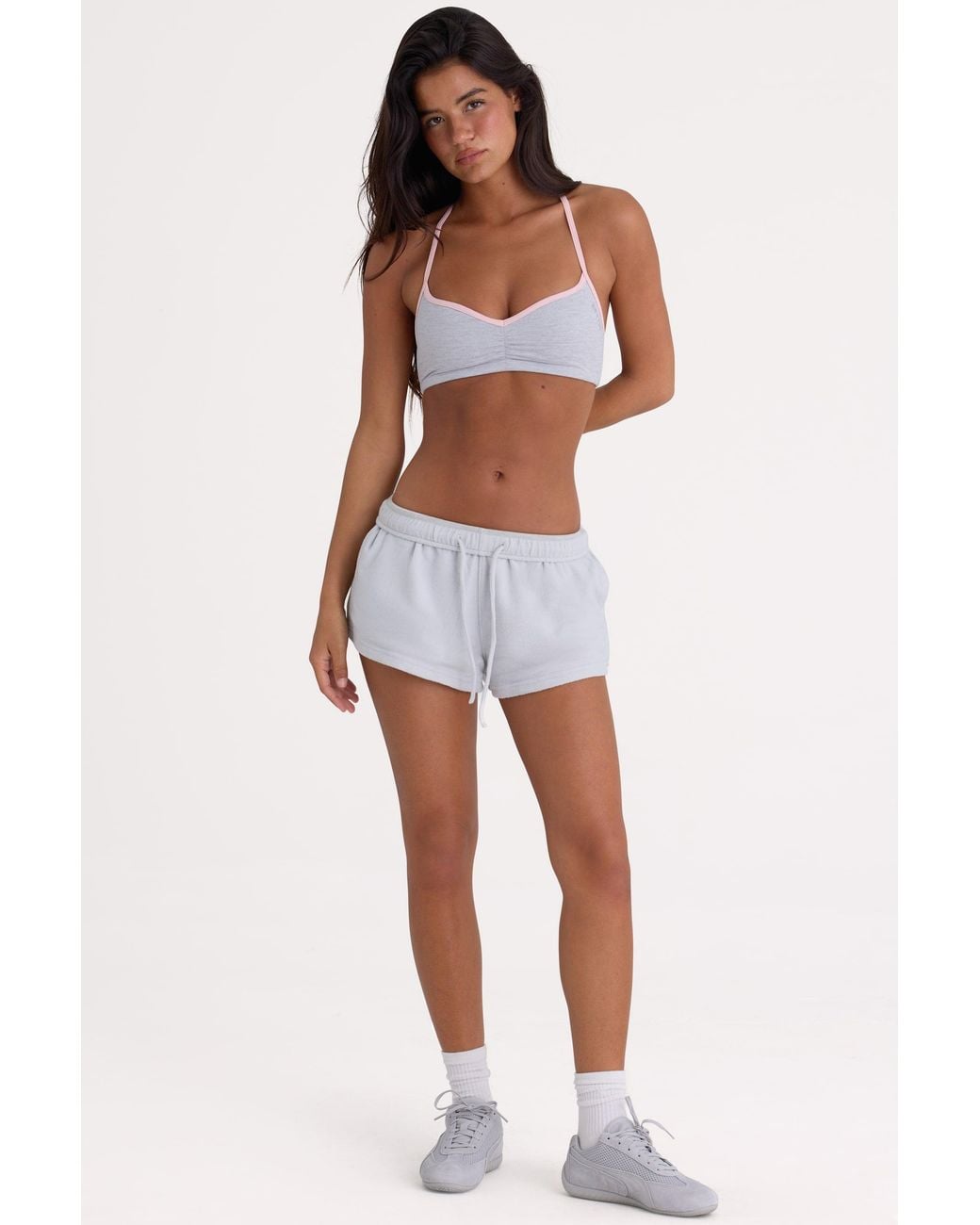 BO+TEE Gray Brushed Jersey Elasticated Mini Shorts
