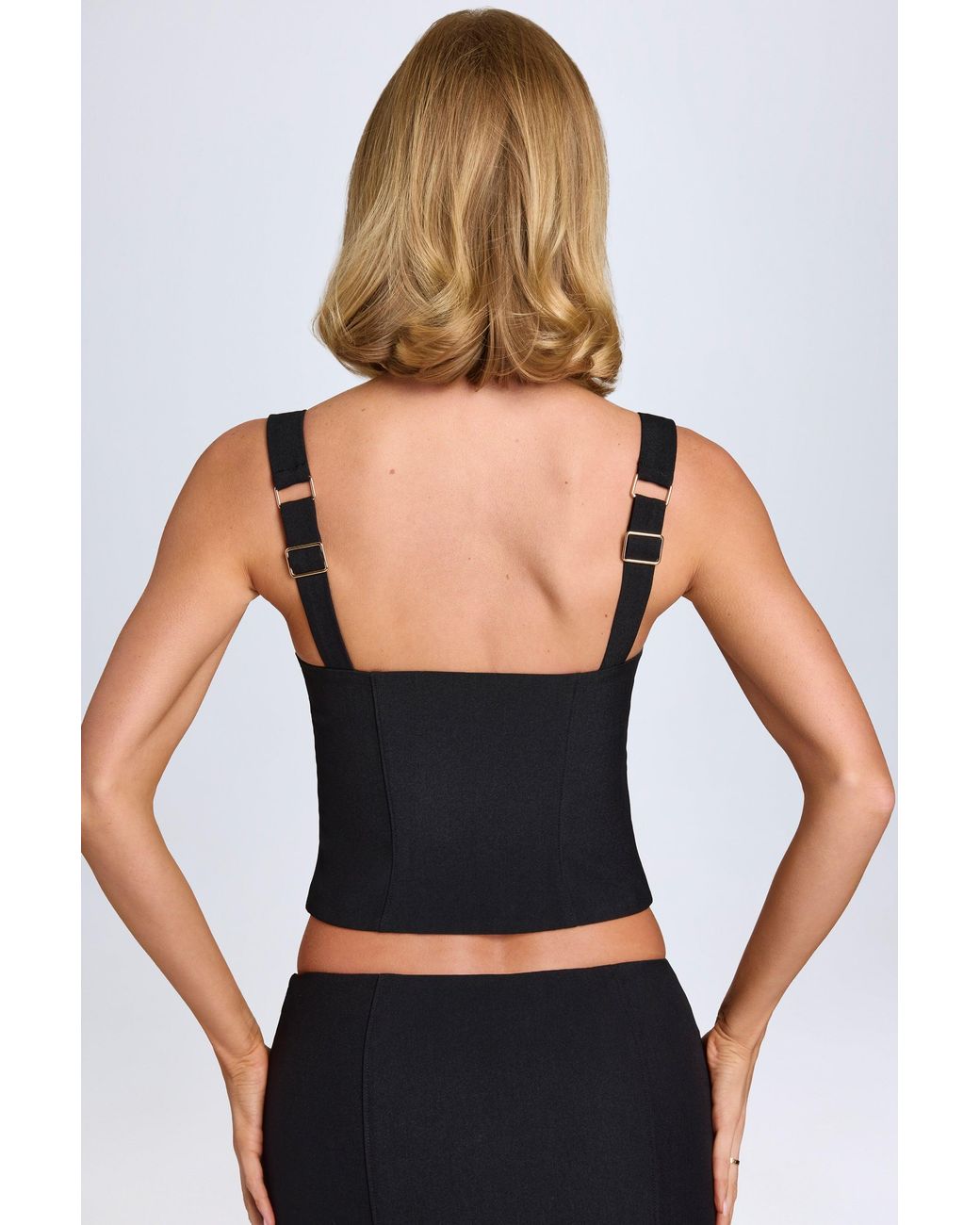 Oh Polly Black Hook-And-Eye Corset Top