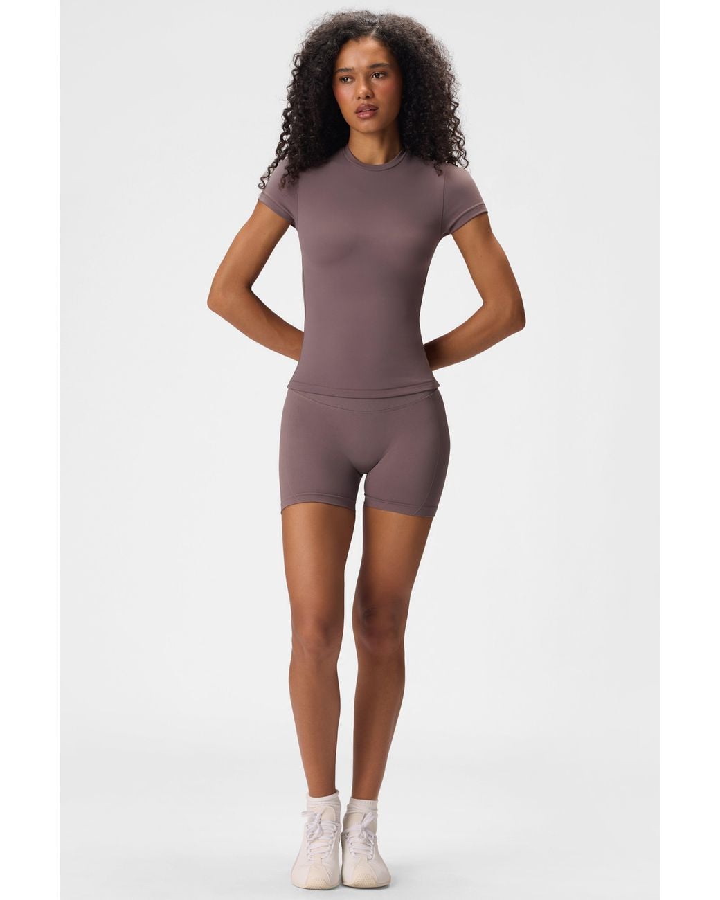 BO+TEE Gray Soft Active Short Sleeve Top
