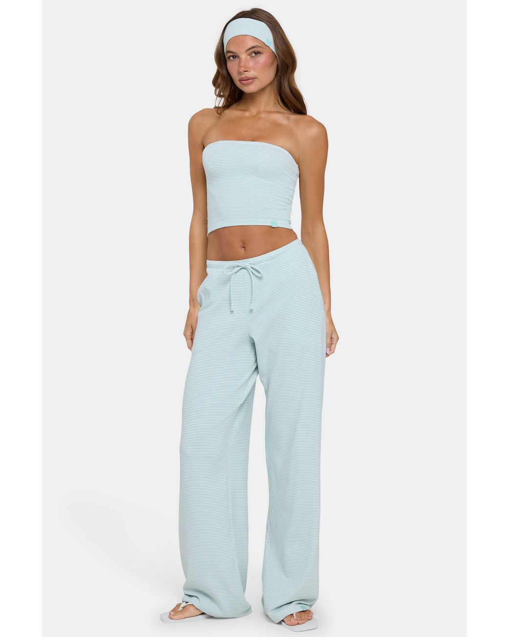 BO+TEE Green Ribbed Jersey Low-Rise Trousers