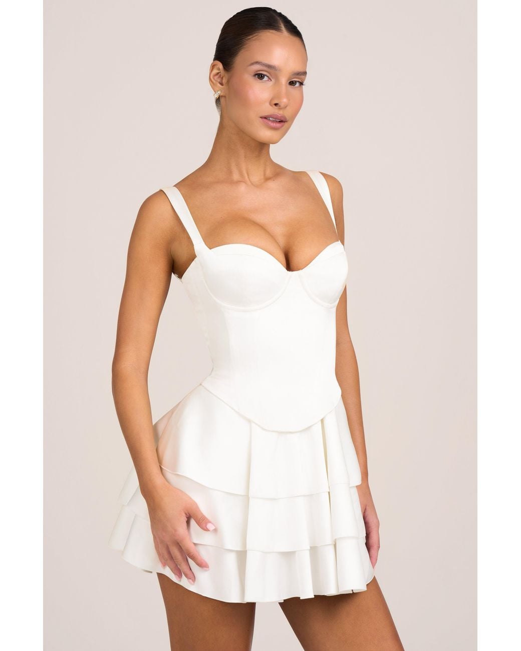 Oh Polly White Satin Corset Mini Dress