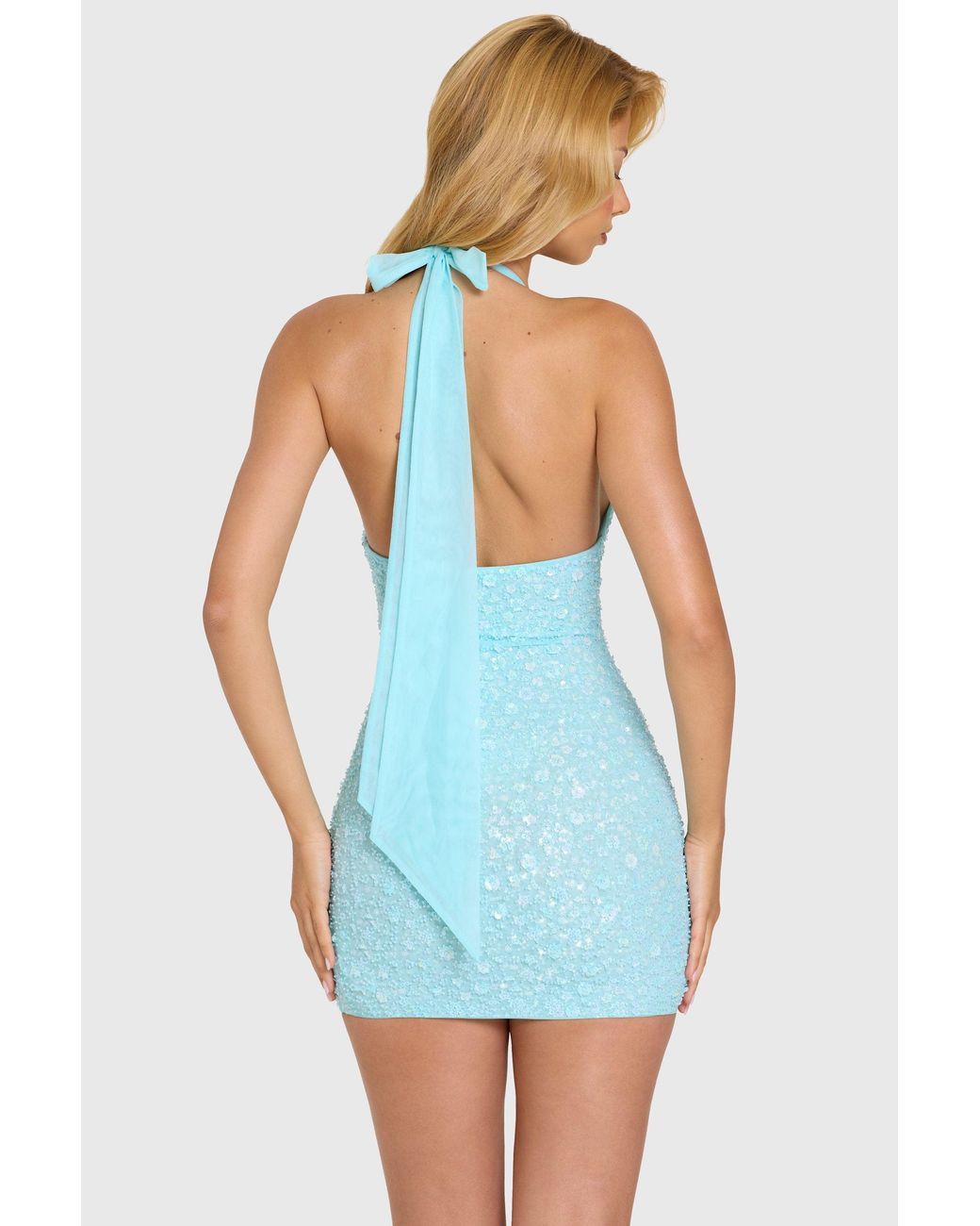 Oh Polly Blue Embellished Mini Dress