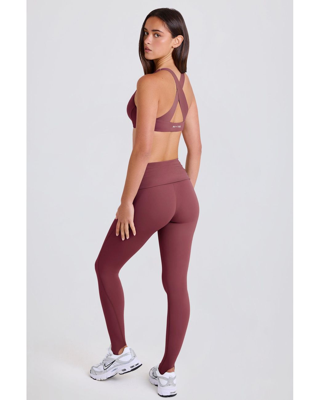 BO+TEE Purple Foldover Mid-Rise Stirrup Leggings