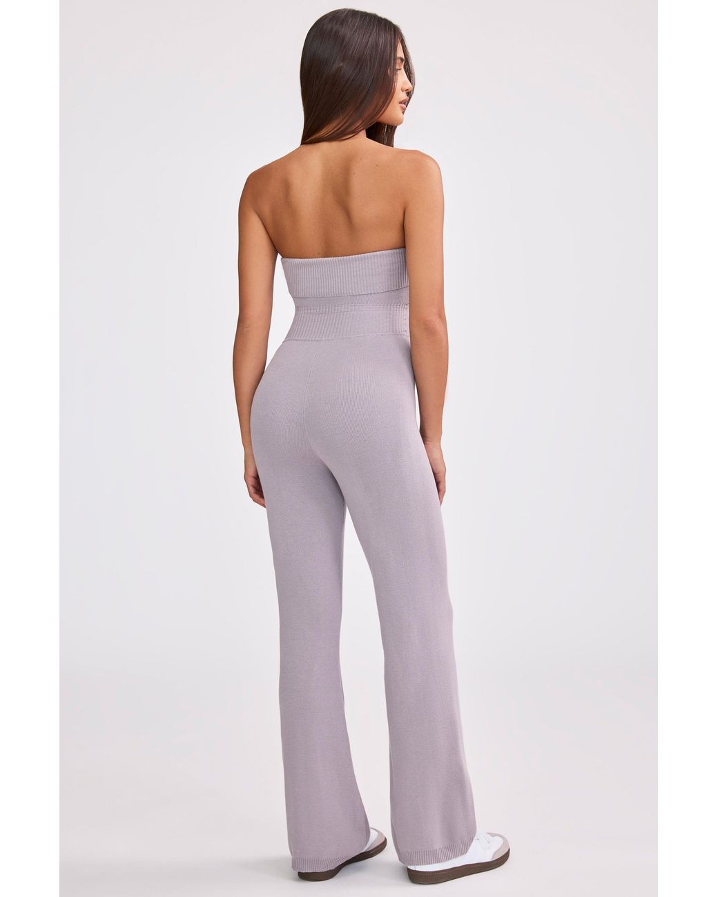 BO+TEE Purple Chunky Knit Bandeau Kick Flare Jumpsuit