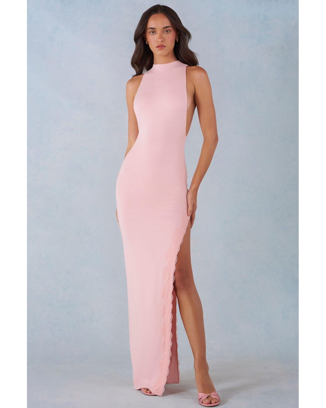 Oh Polly Pink Modal Halterneck Maxi Dress