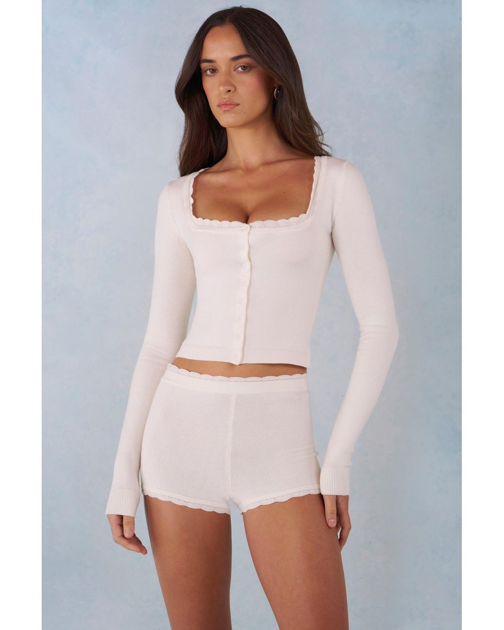 Oh Polly White Knit Long-Sleeve Cardigan