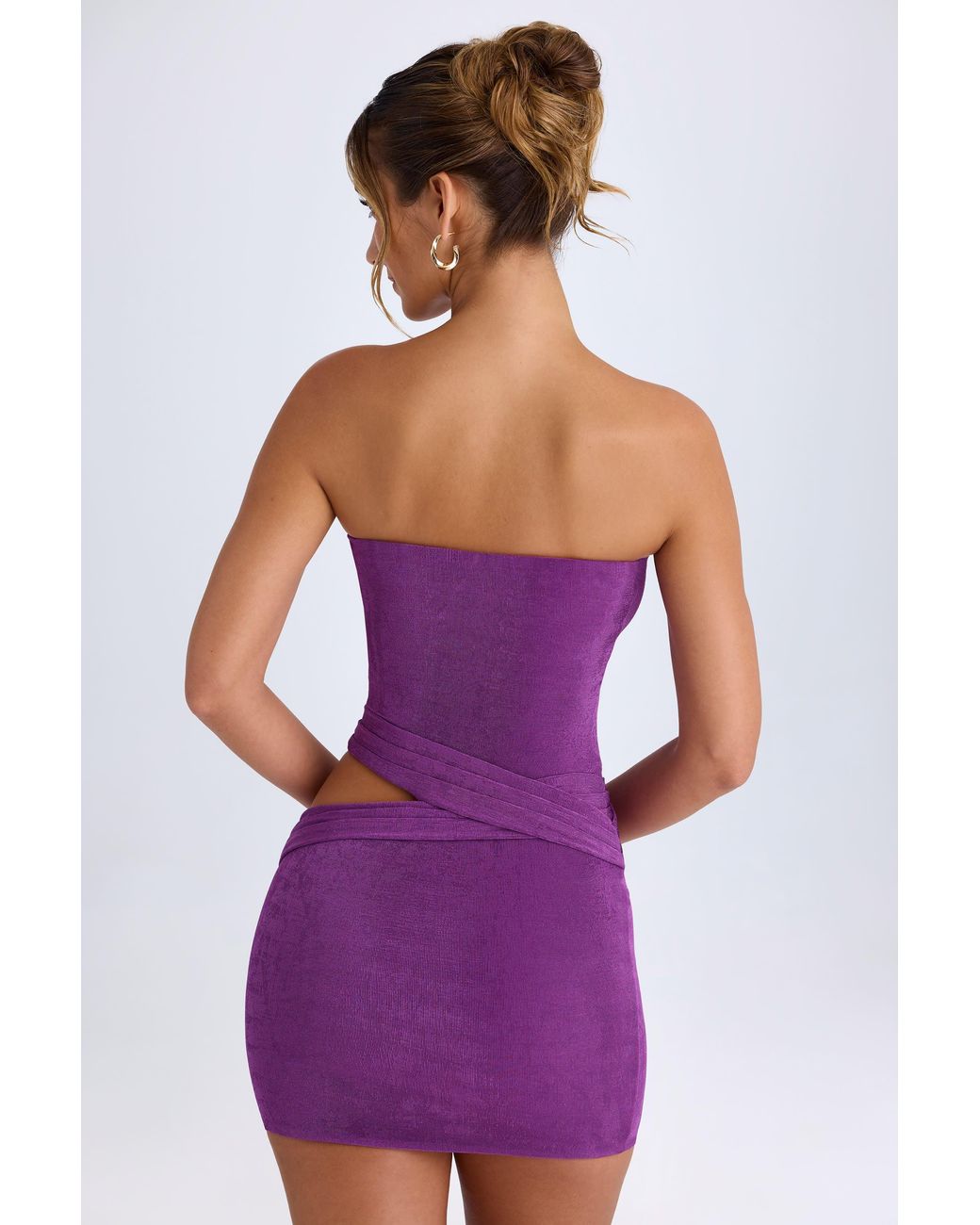 Oh Polly Purple Cut-Out Bandeau Mini Dress
