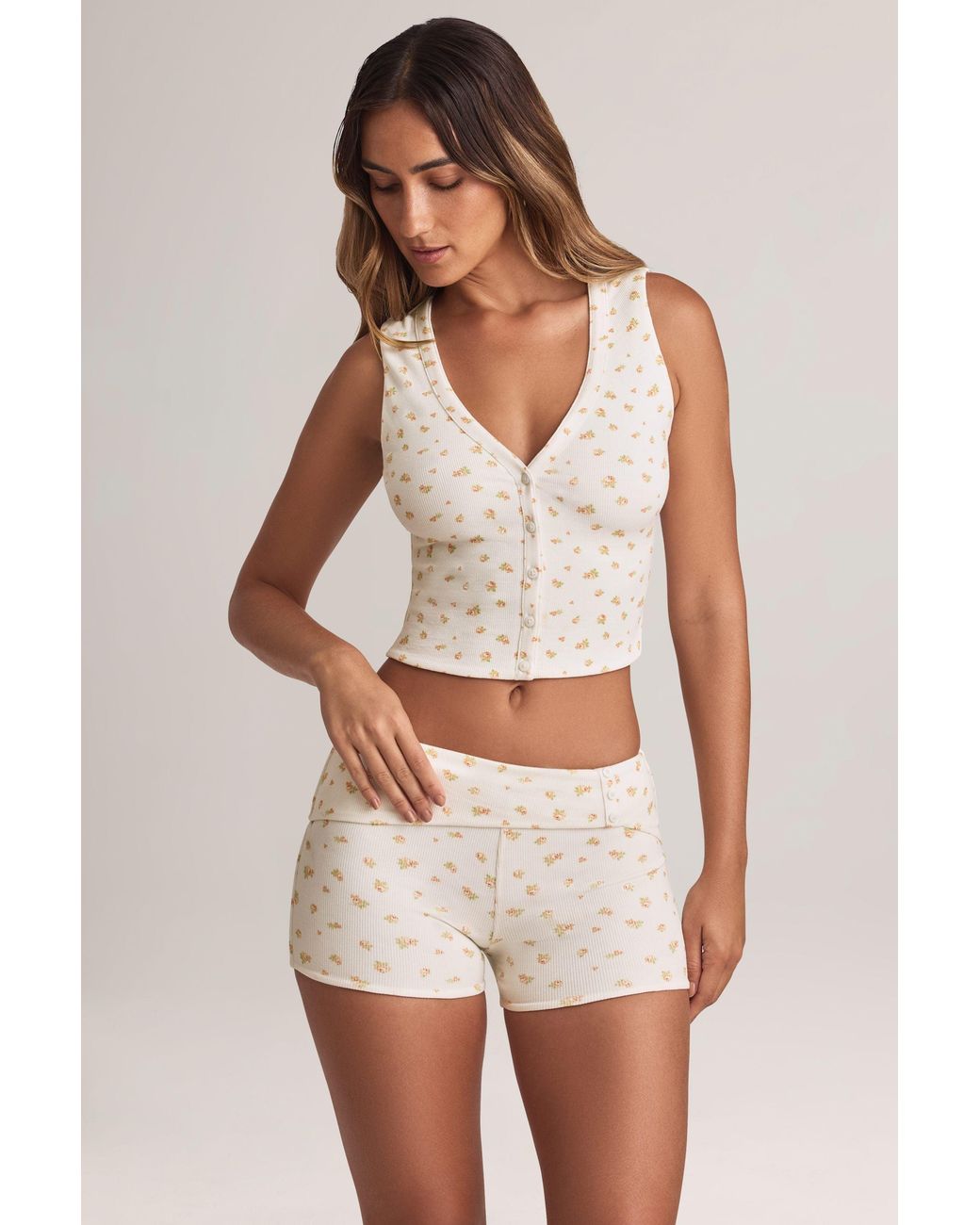 Oh Polly Multicolor Modal Foldover Mid-Rise Shorts