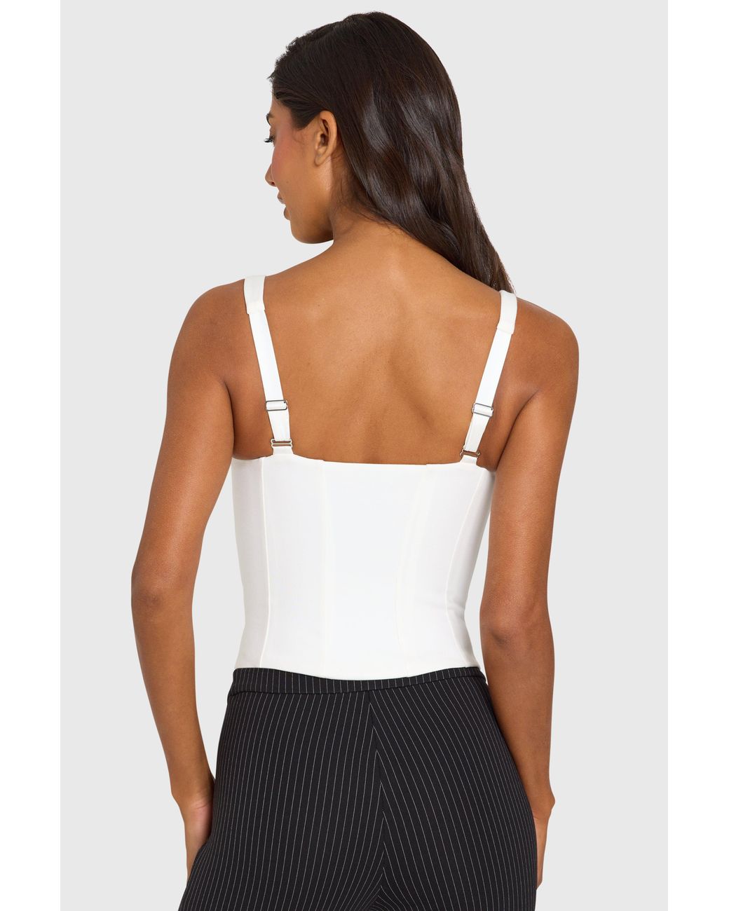 Oh Polly White Ponte Corset Top