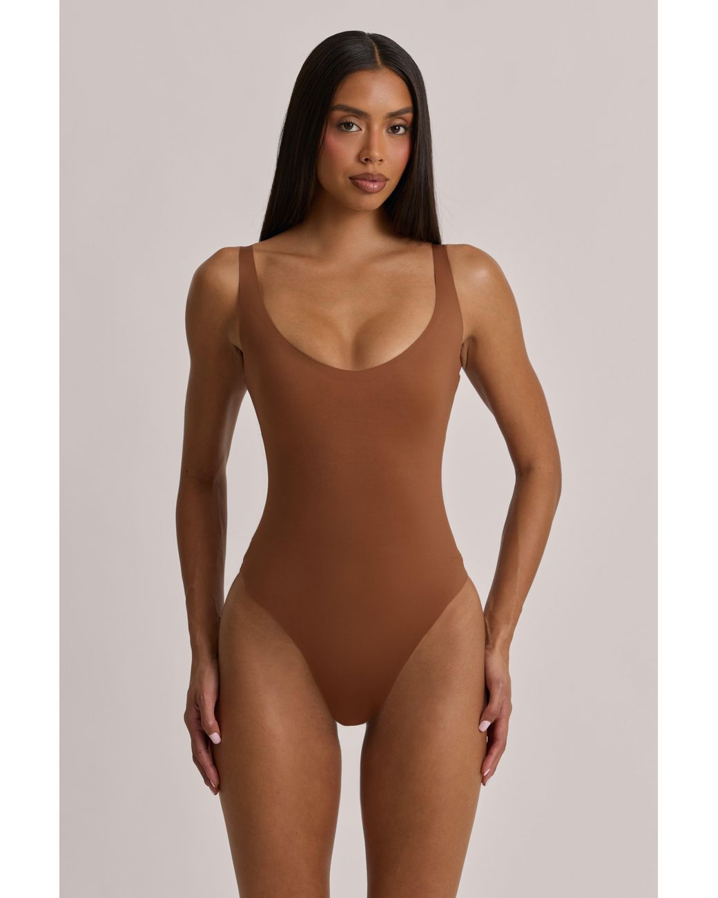 Oh Polly Natural Scoop-Neck Cheeky Bodysuit