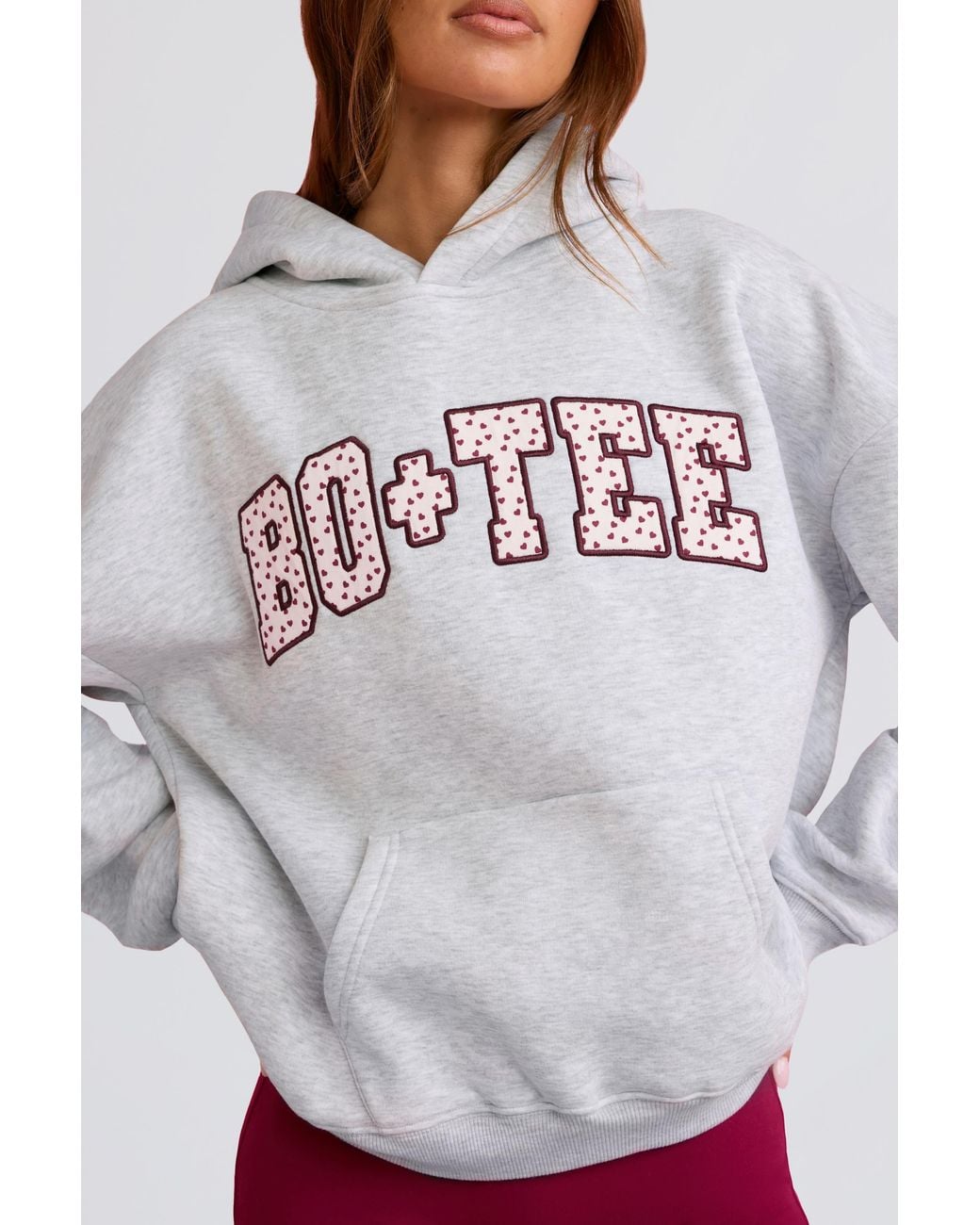 BO+TEE Gray Oversized Applique Hoodie