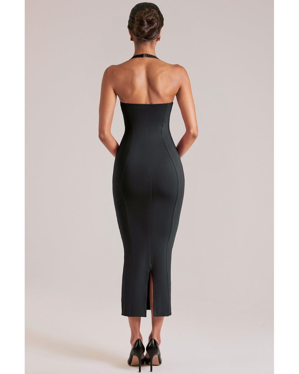 Oh Polly Black Halterneck Midaxi Dress