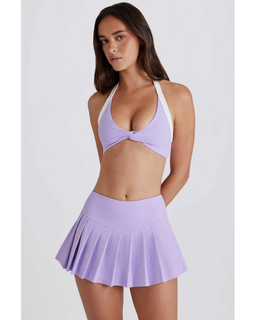 BO+TEE Purple Soft Active Low-Rise Pleated Tennis Skort