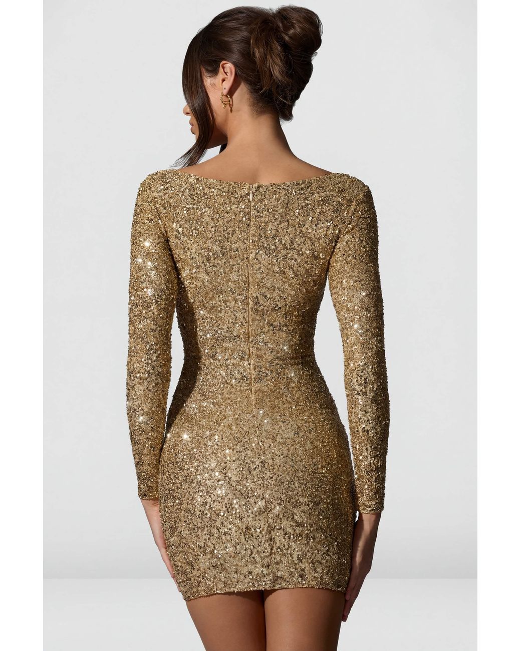 embellished sweetheart neck mini dress in gold Faerie Sweetheart Neckline Sequin Mini Dress Gold
