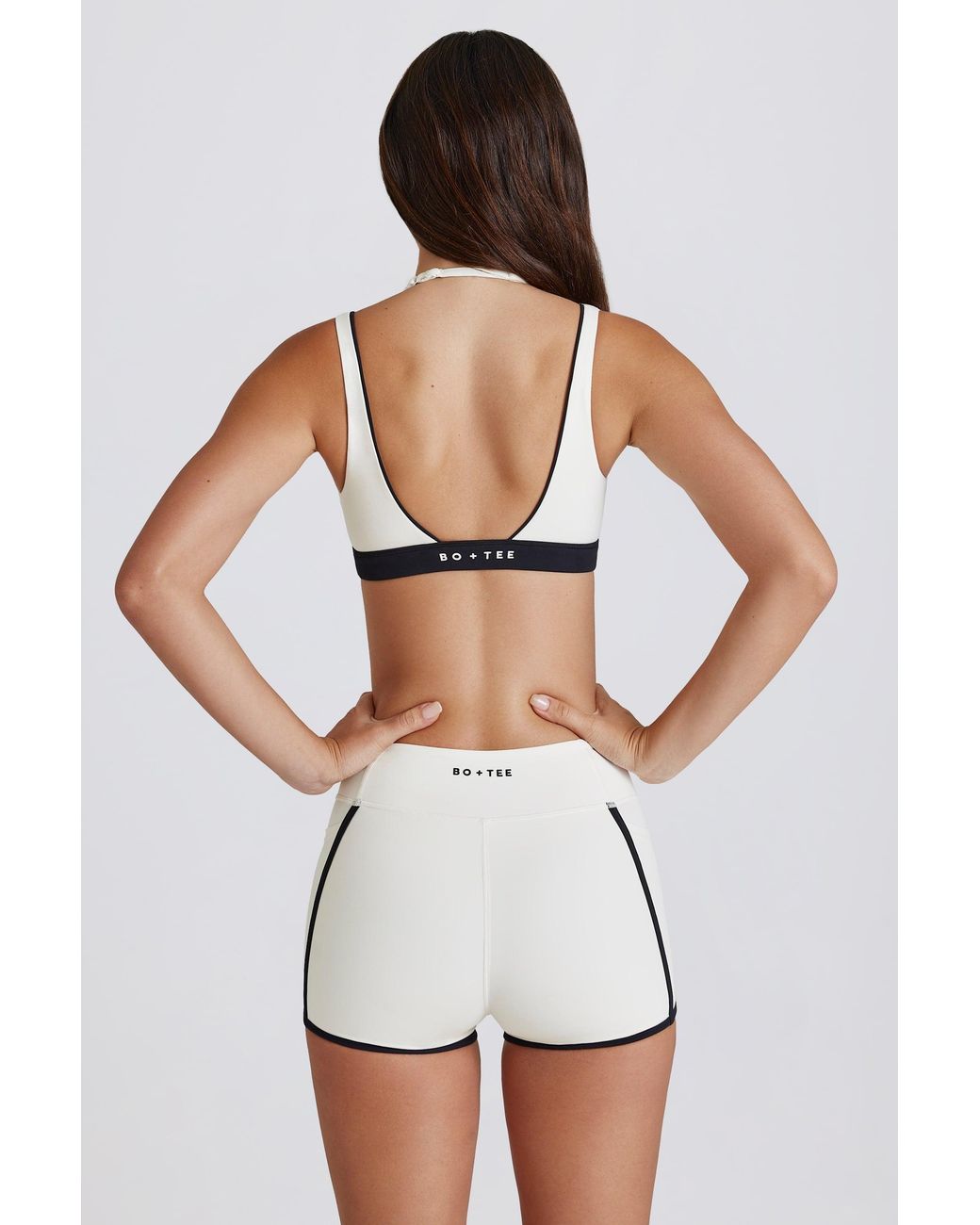 BO+TEE White Soft Active Contrast Mini Shorts