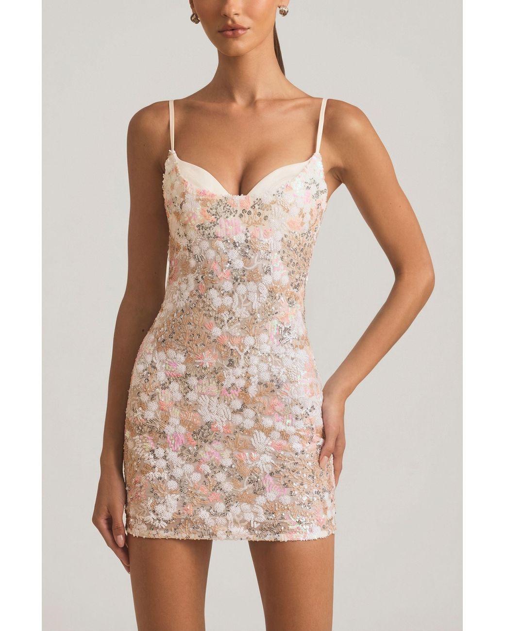Oh Polly Multicolor Embellished Camisole Bodycon Mini Dress