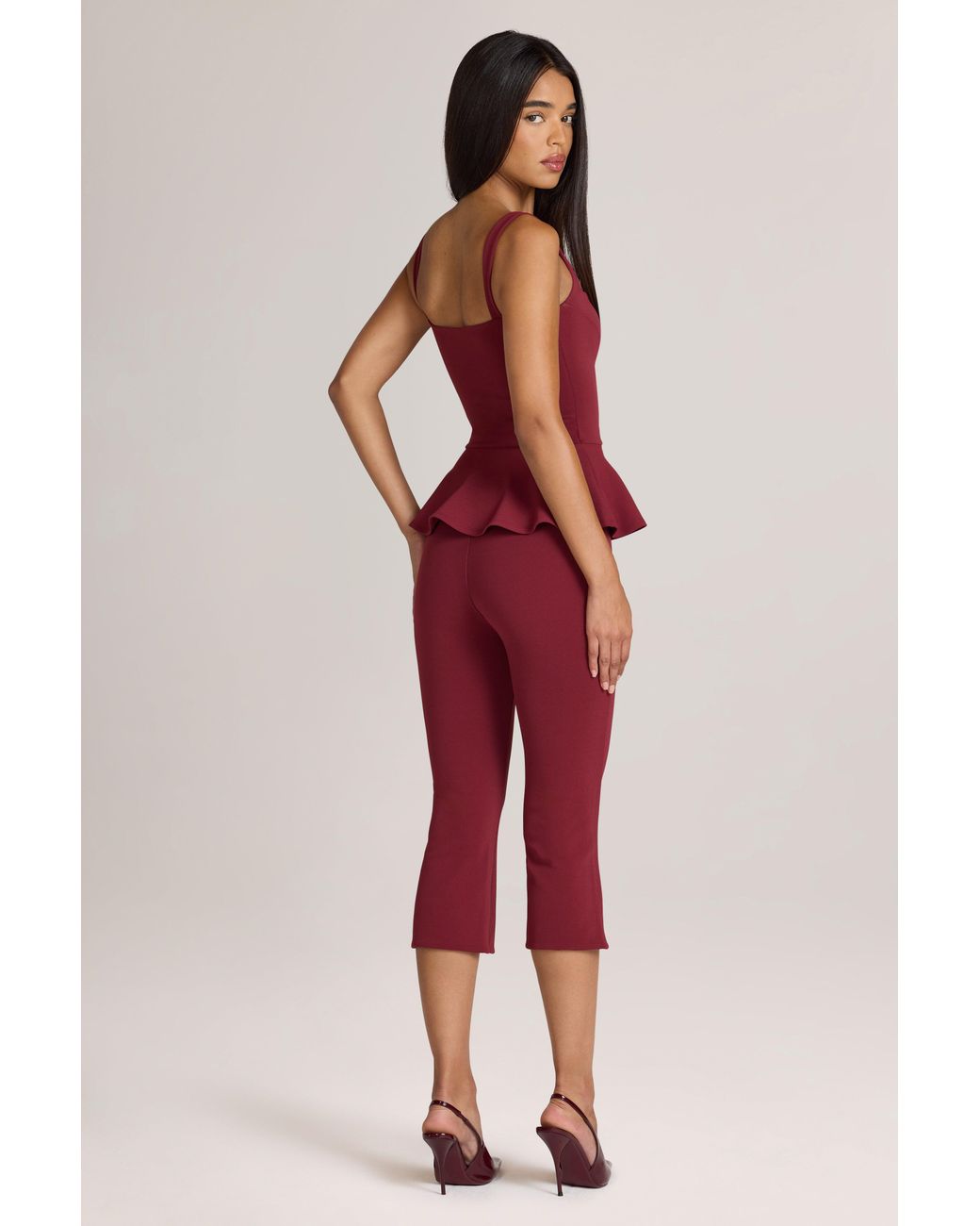 Oh Polly Red Ponte Capri Trousers
