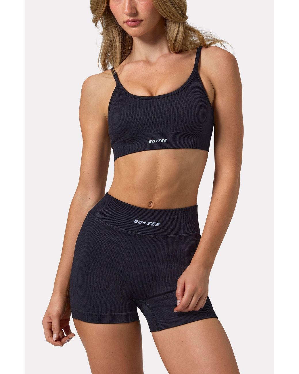 BO+TEE Black Flexirib Mini Shorts