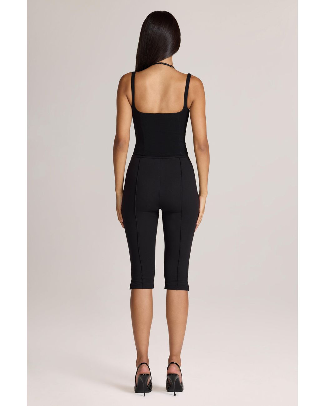 Oh Polly Black Ponte Capri Leggings