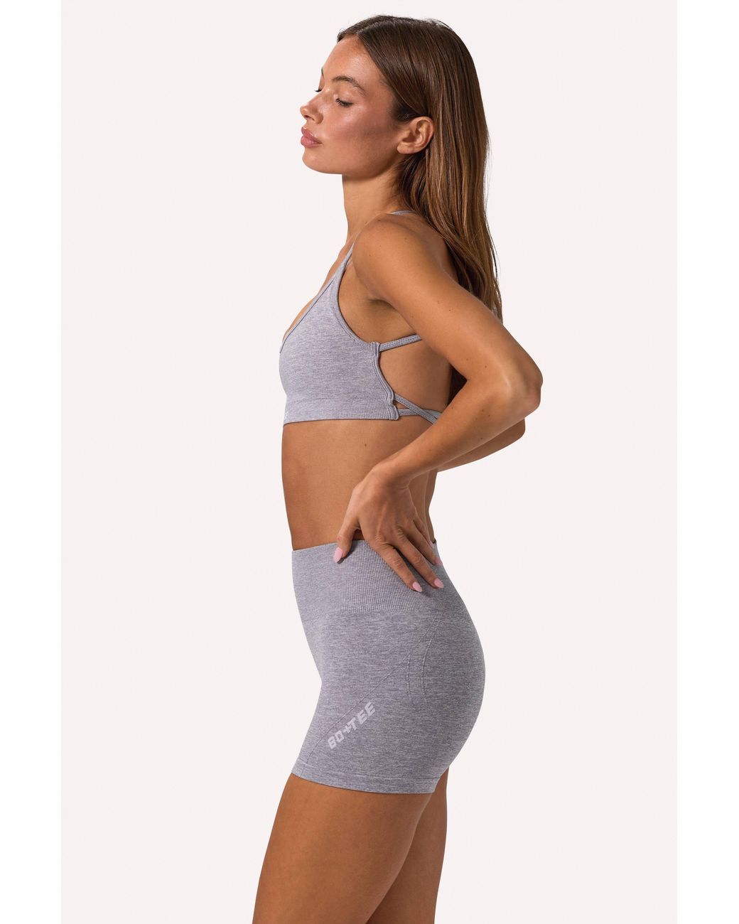 BO+TEE Gray Super Sculpt Seamless Backless Sports Bra
