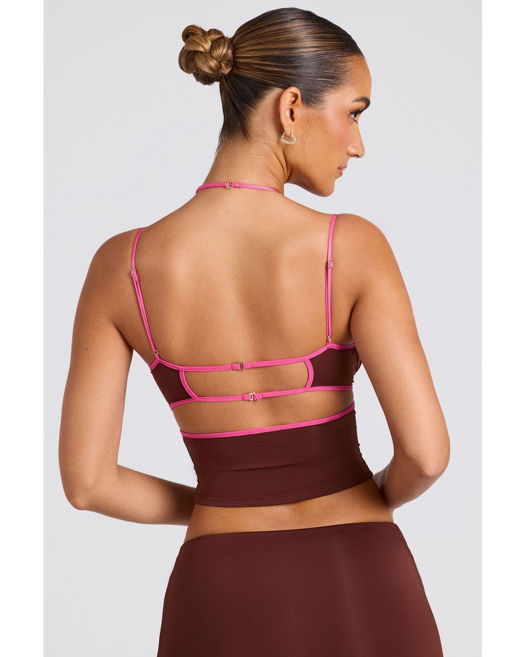 Oh Polly Brown Contrast Binding Cami Top