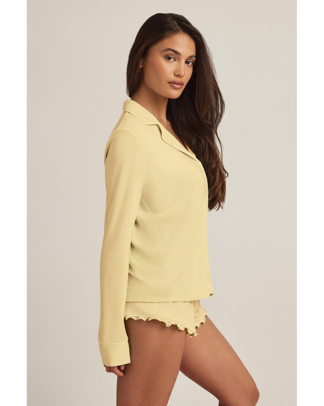 Oh Polly Yellow Modal Long-Sleeve Pyjama Top