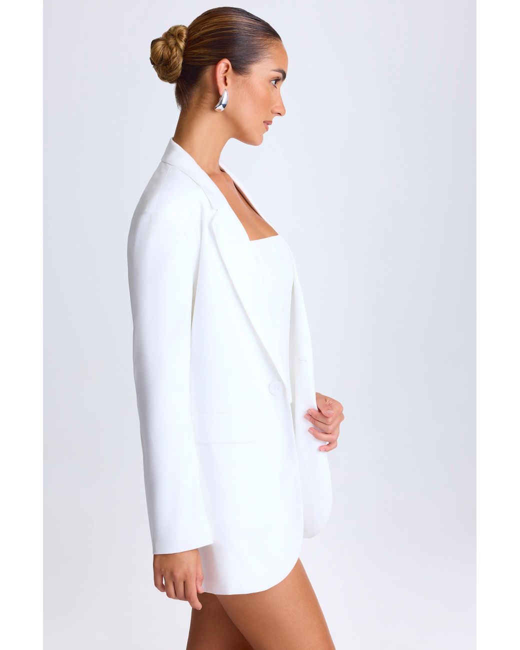 Oh Polly White Oversized Single-Breasted Blazer