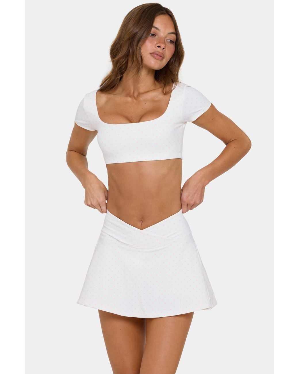 BO+TEE Pink Soft Active Cap Sleeve Crop Top