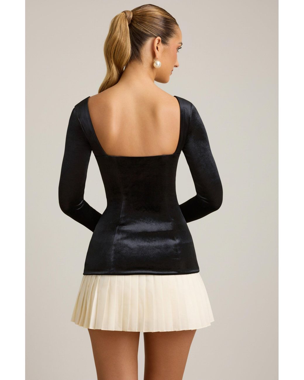 Oh Polly Black Layered Pleated Corset Mini Dress
