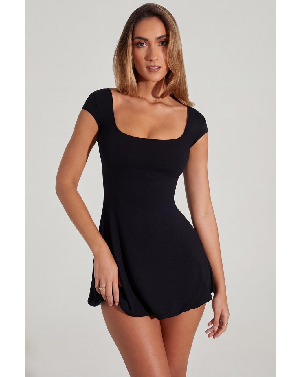 Oh Polly Black Open Back A-Line Mini Dress