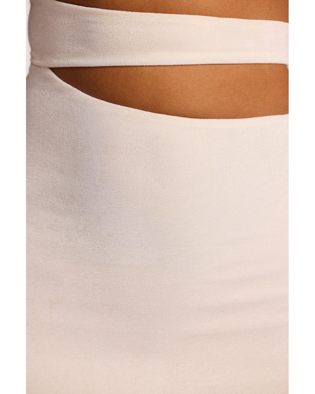 Oh Polly White Textured Jersey Cut-Out A-Line Mini Dress