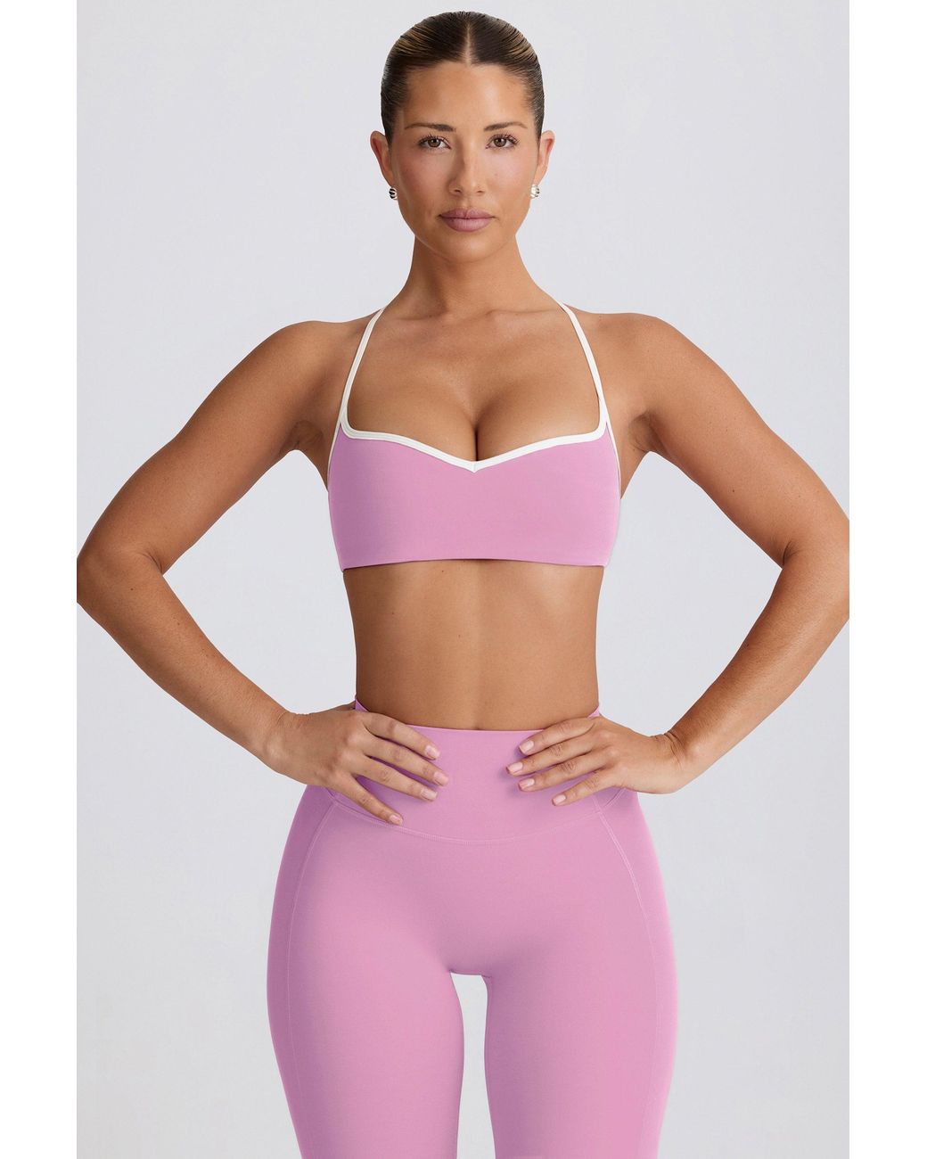BO+TEE Pink Soft Active Sweetheart-Neck Sports Bra