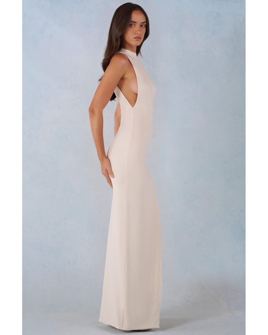 Oh Polly White Modal Halterneck Maxi Dress