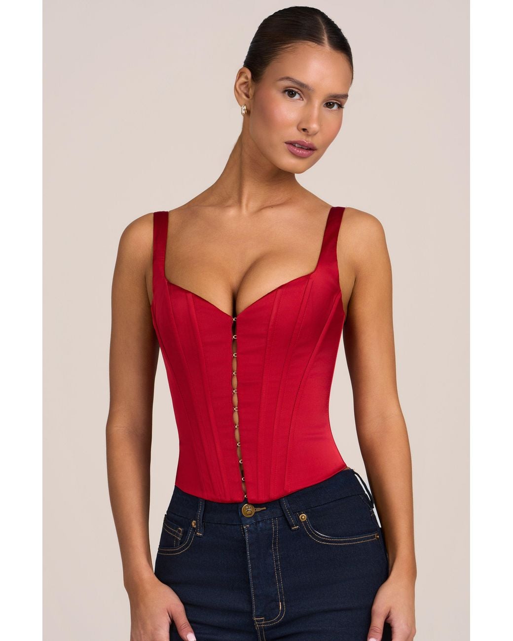 Oh Polly Red Satin Corset Top