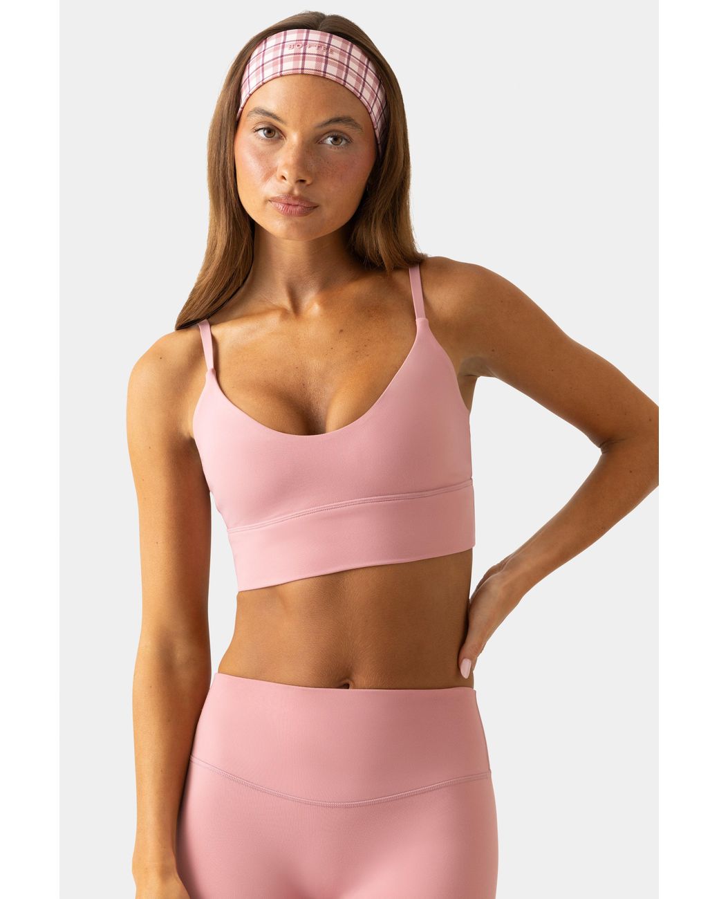 BO+TEE Pink Soft Active Scoop-Neck Sports Bra
