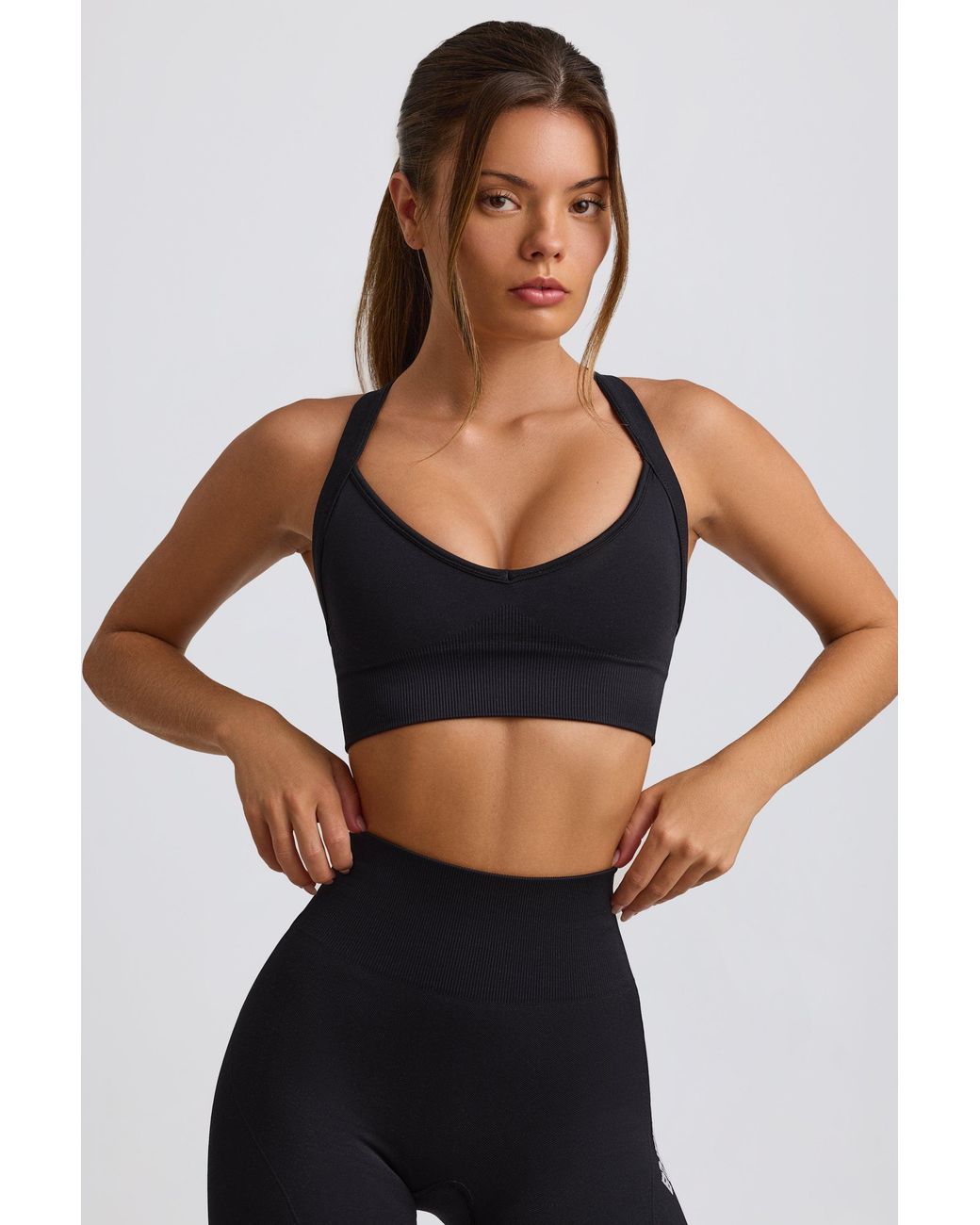 BO+TEE Black Super Sculpt Seamless Crossback Sports Bra