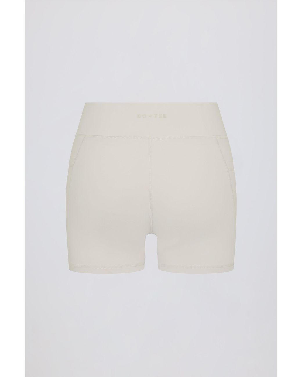 BO+TEE White Soft Active Pocket V-Waist Mini Shorts
