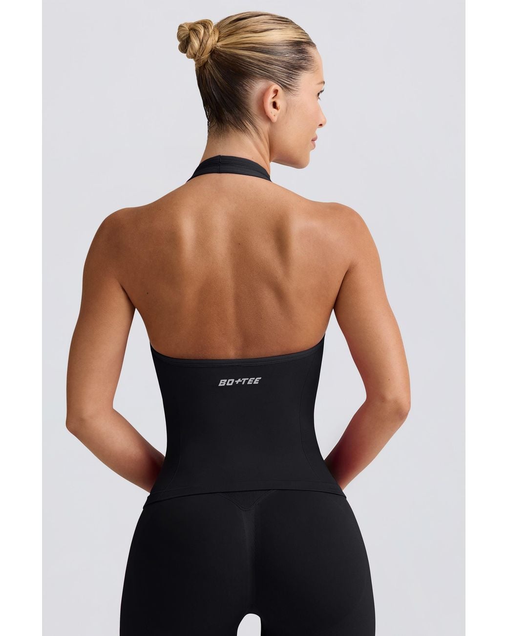 BO+TEE Black Define Luxe Halterneck Tank Top