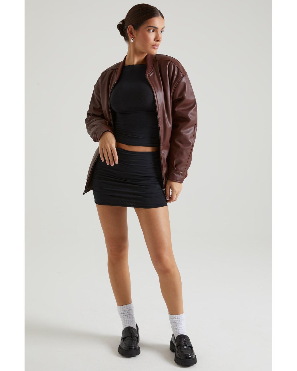 Oh Polly Brown Faux Leather Jacket
