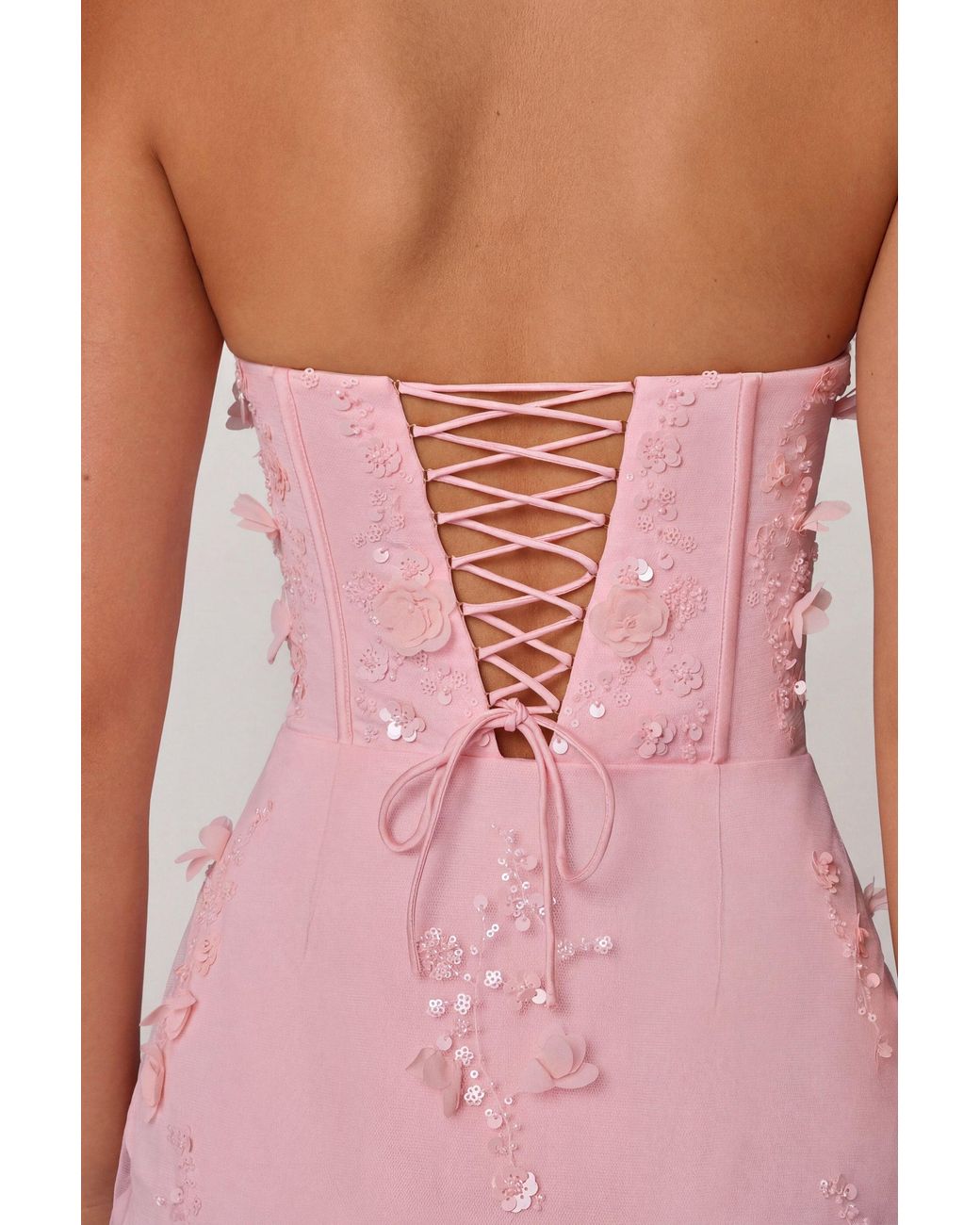 Oh Polly Blue Lace-Up Corset Maxi Dress