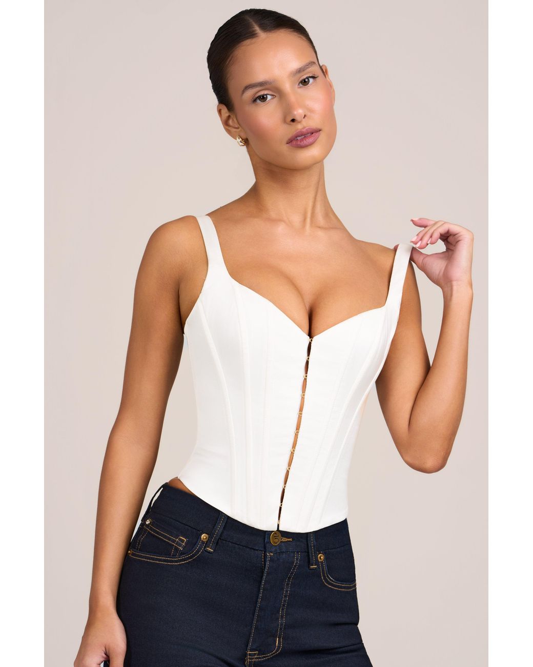 Oh Polly White Satin Corset Top