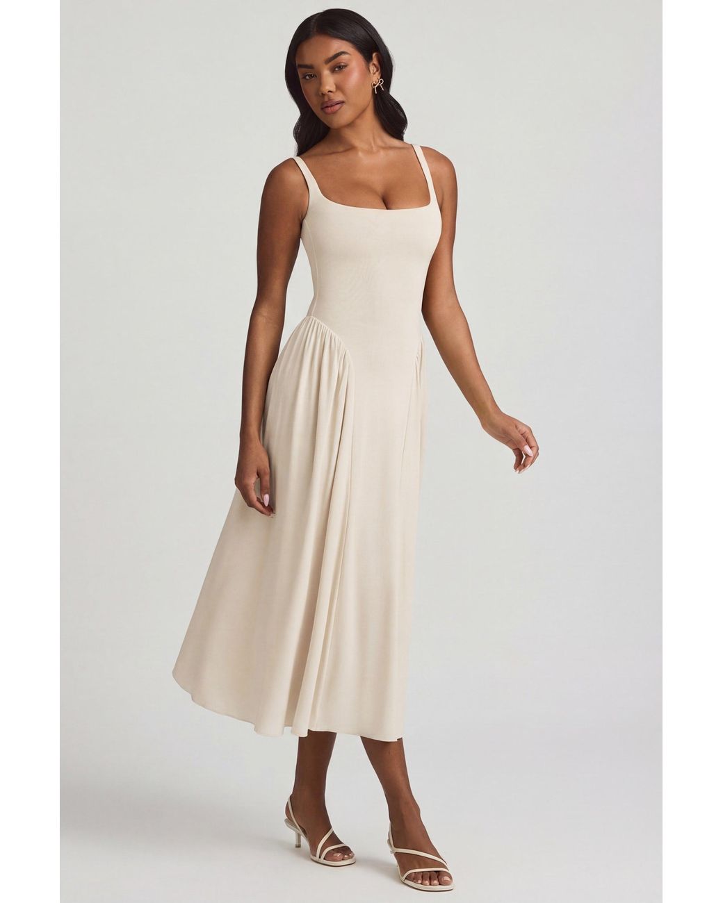 Oh Polly White Modal A-Line Midaxi Dress
