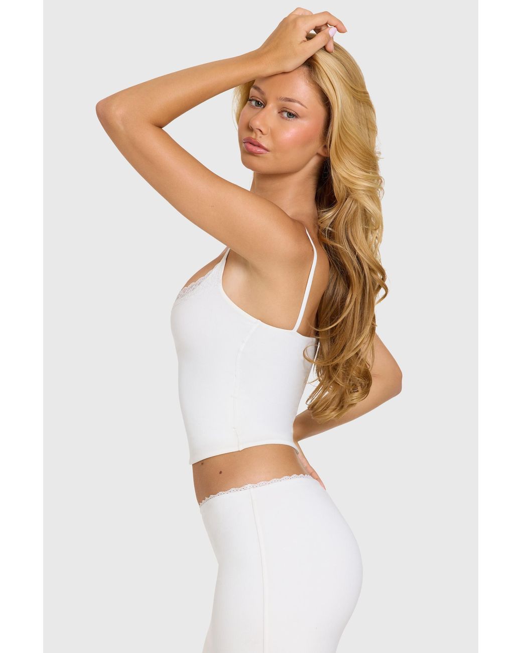 Oh Polly White Modal Lace-Trim Top