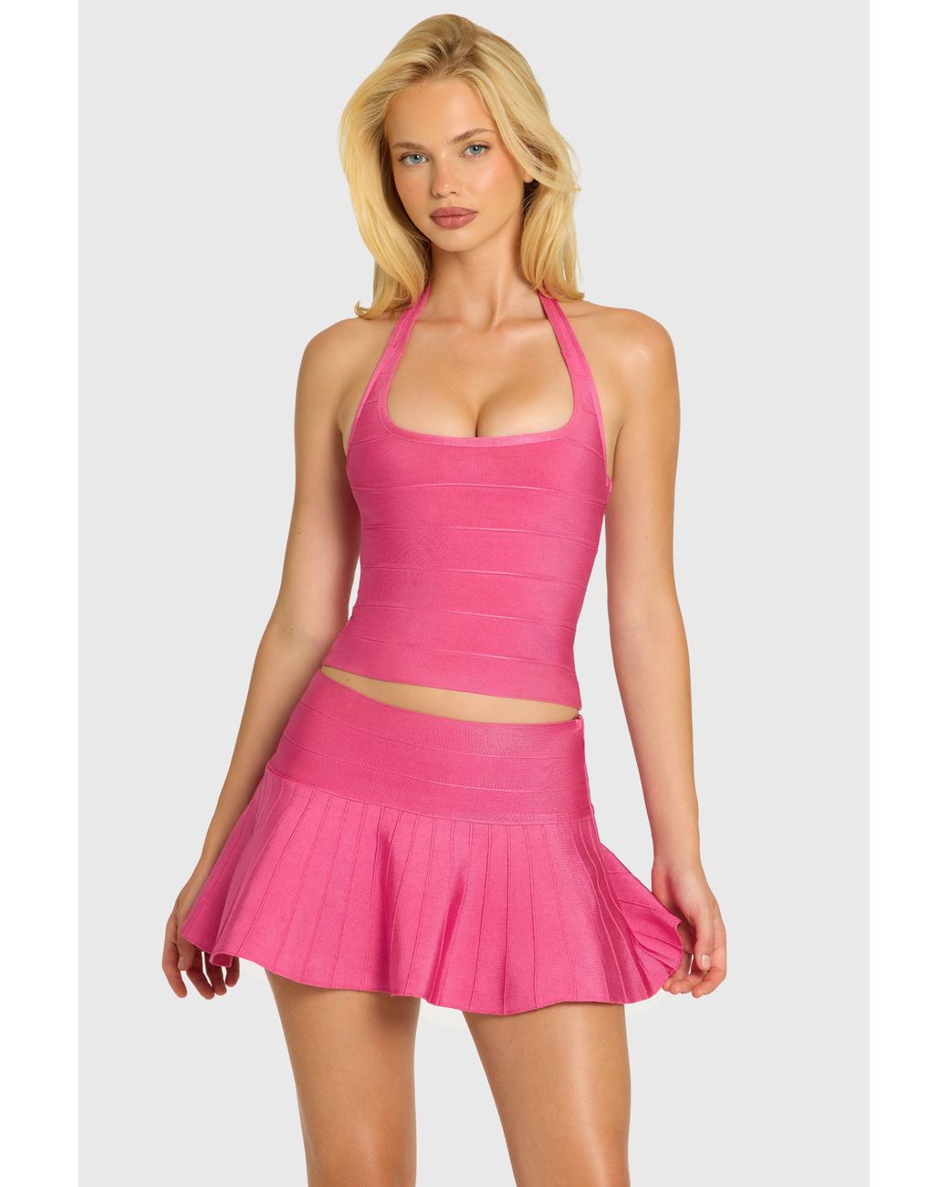 Oh Polly Pink Bandage Halterneck Top