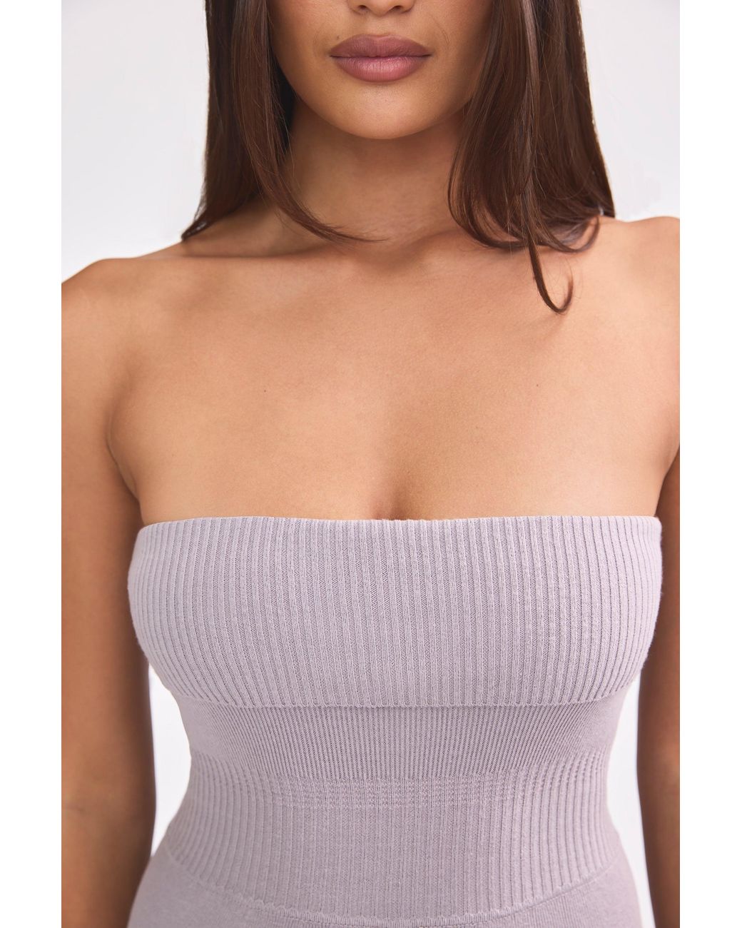 BO+TEE Purple Chunky Knit Bandeau Kick Flare Jumpsuit