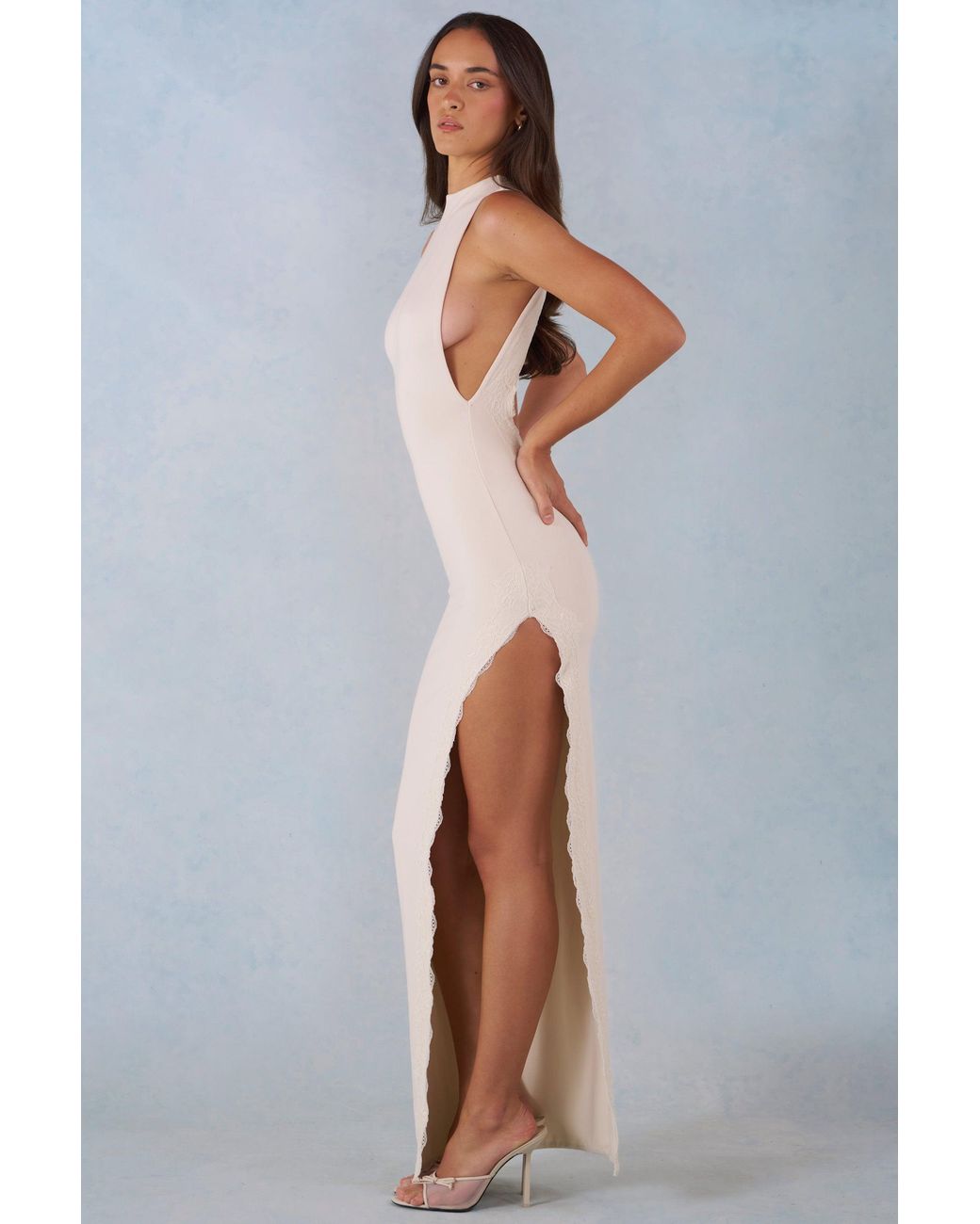 Oh Polly White Modal Halterneck Maxi Dress