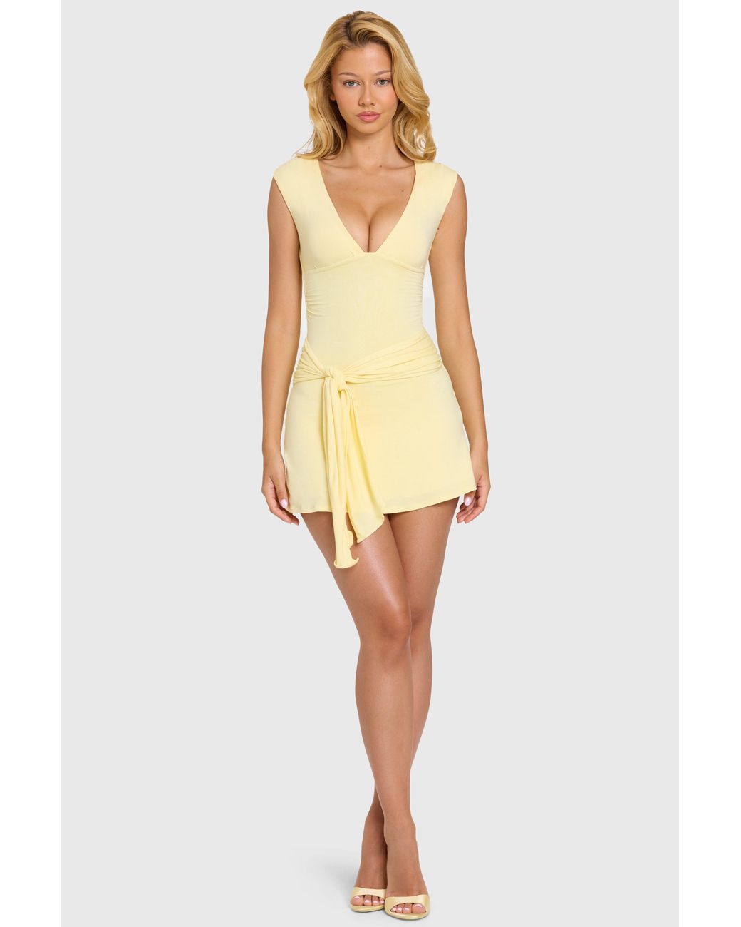 Oh Polly Yellow Modal Lace-Trim Midaxi Dress