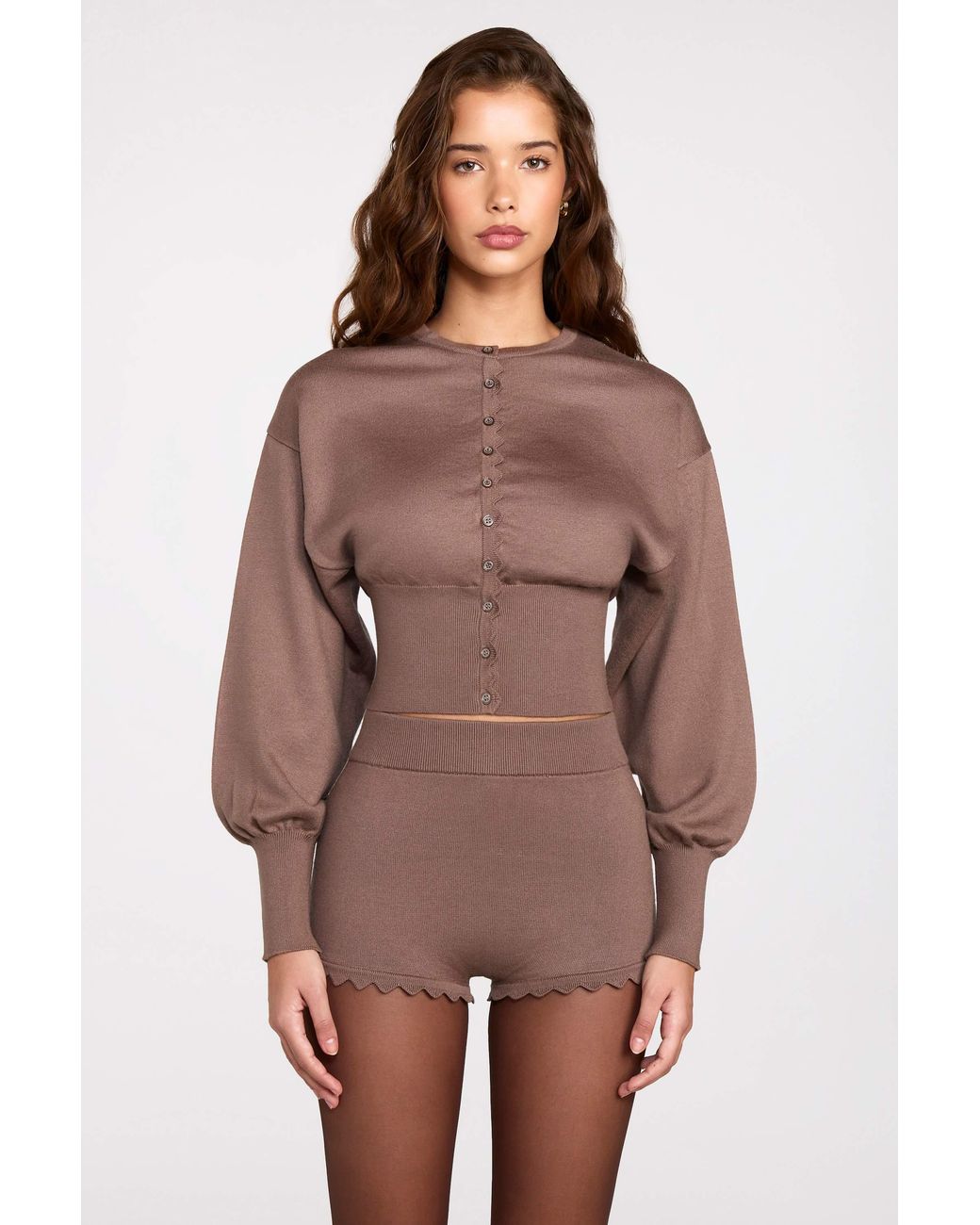 Oh Polly Brown Knit Long-Sleeve Cardigan